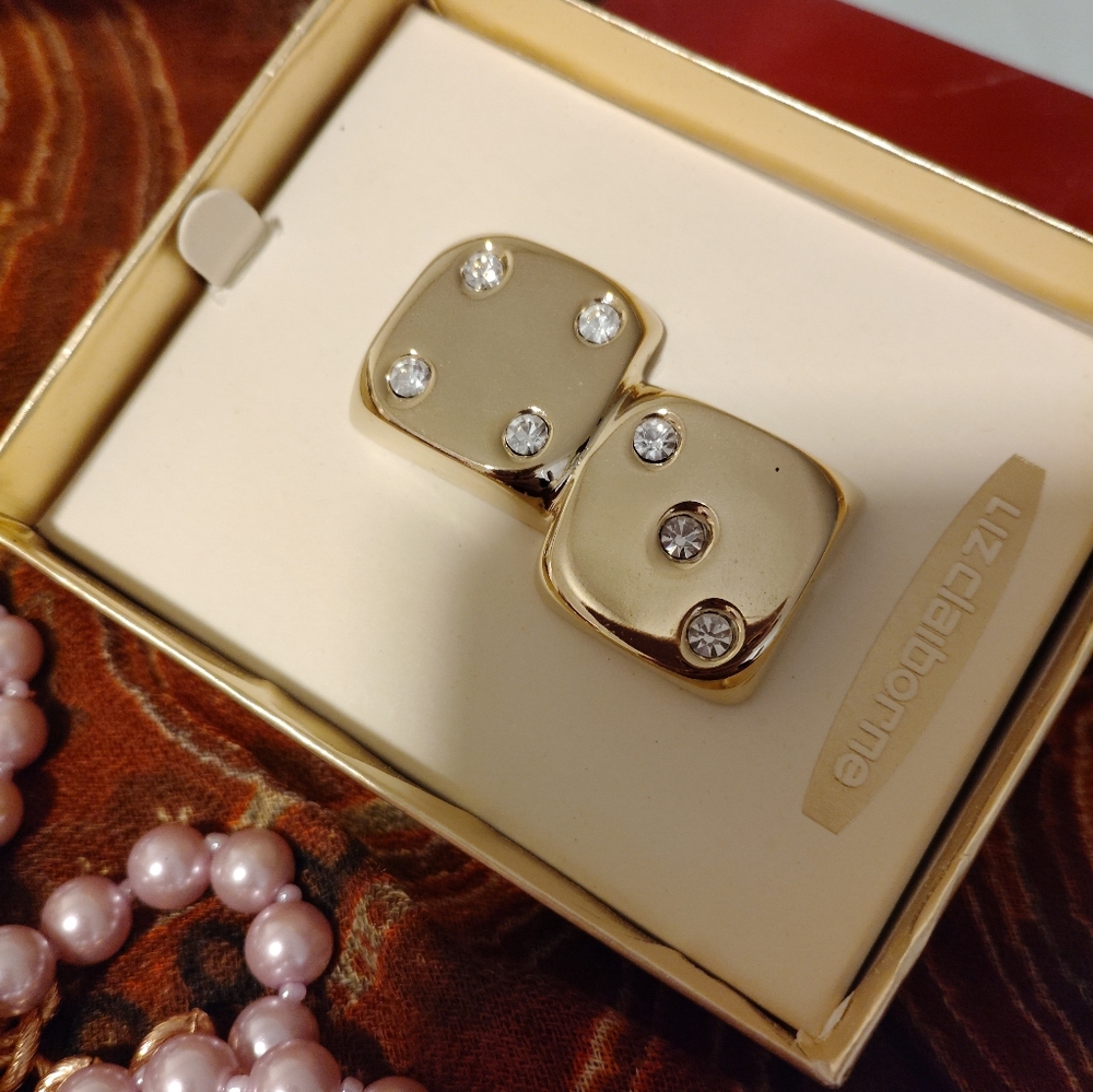 Liz Claiborne Gold Brooch with Crystals